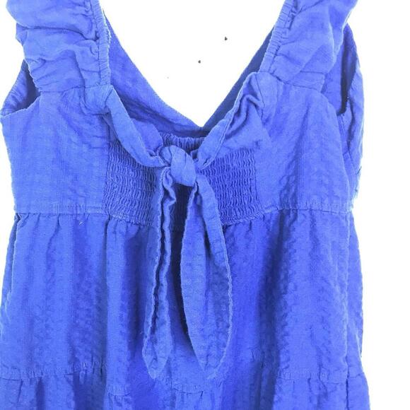 Old Navy Dress Womens XS Sleeveless Tiered Ruffle Tie Back Royal Blue Midi - Picture 9 of 10